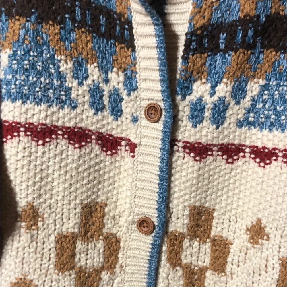 Sundance Anoki Blue and Cream Patterned Cardigan new Xl - Picture 6 of 9